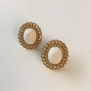 Kate Spade White Oval Crystal Earrings